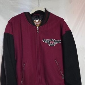 New Harley-Davidson 95th Anniversary  Men's Maroon and Black Bomber Jacket. Med